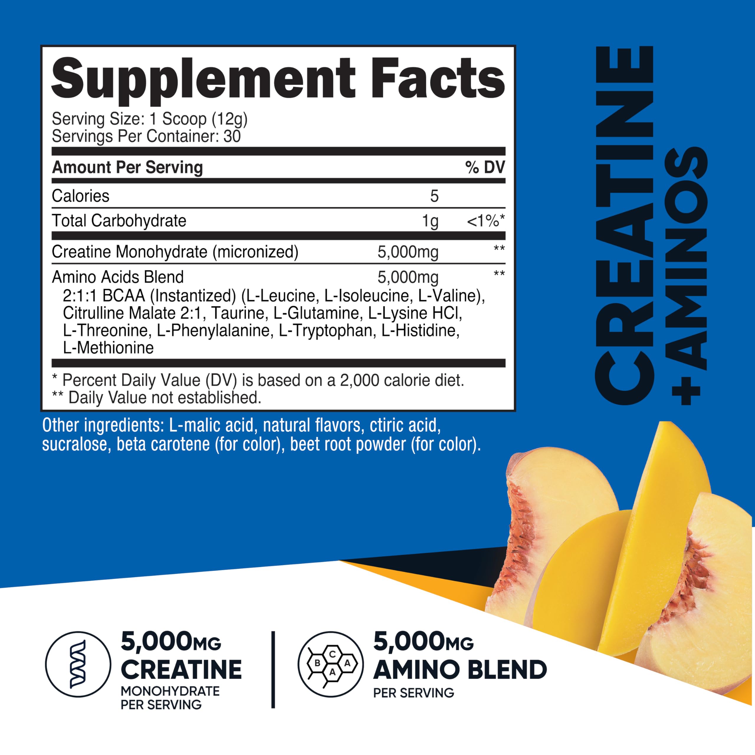 Nutricost Creatine + Aminos (Peach Mango Flavored) 30 Servings, Gluten-Free — Amazon image 2