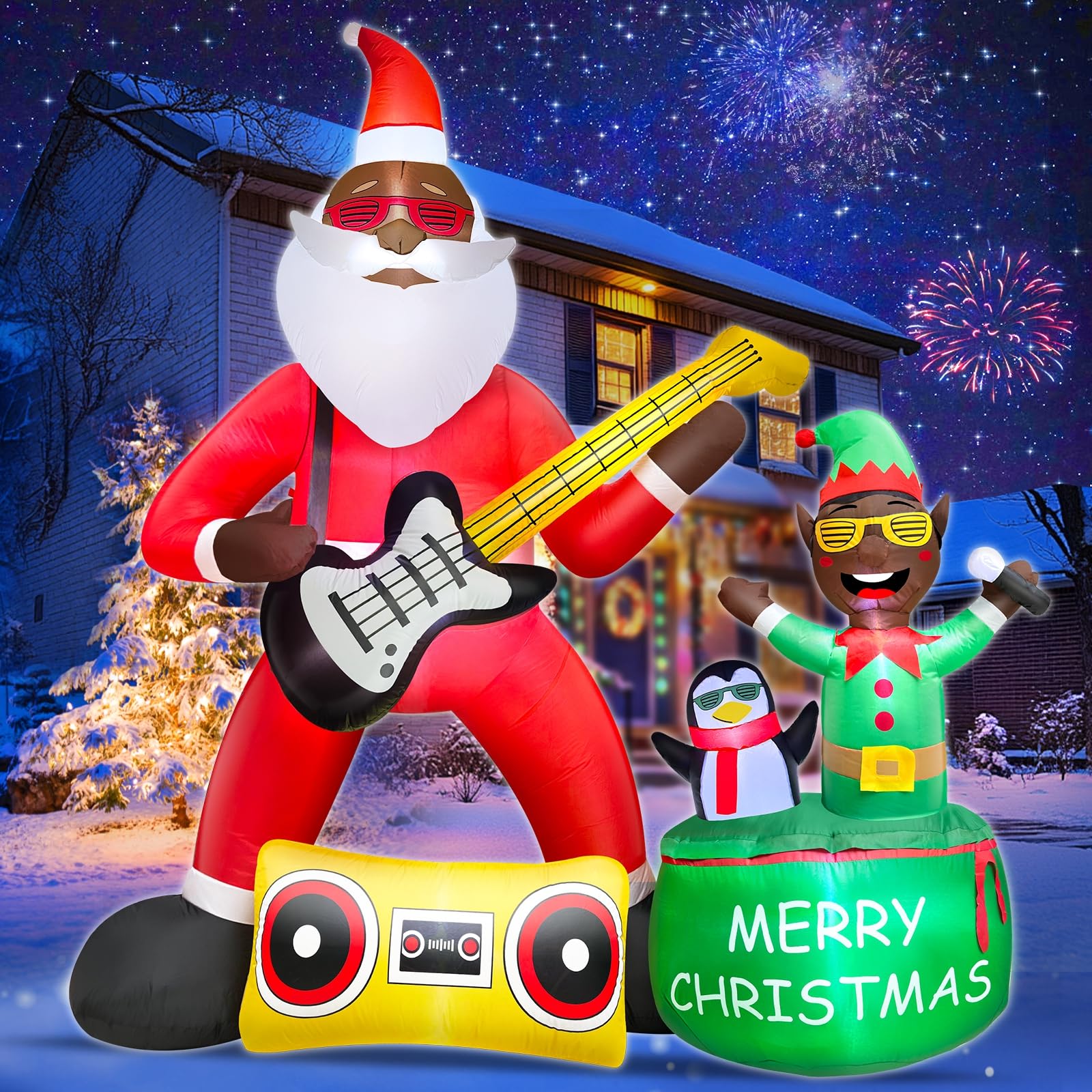 Amazon.com: AMENON 8 Ft by 7.8 Ft Giant Guitar Black Santa