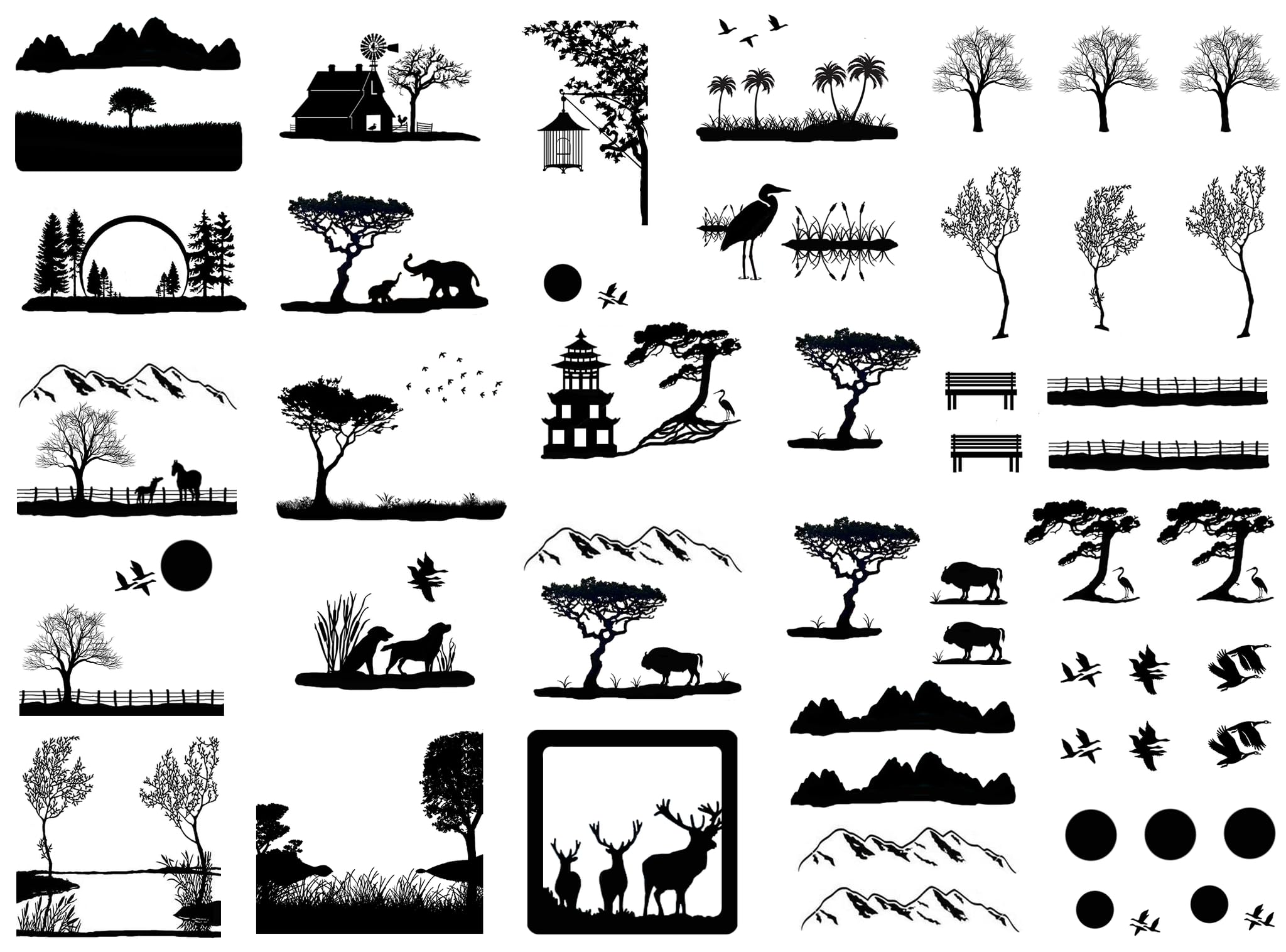 Scenic Views 46 pcs 0.25 to 1.25 Inch Black Fused Glass Decals