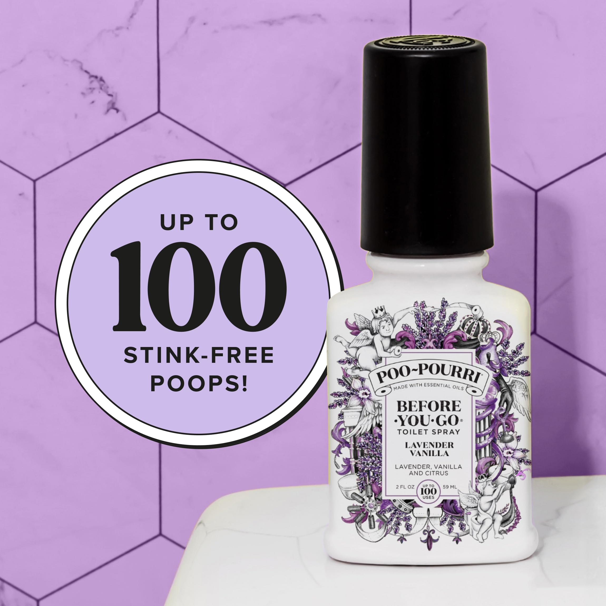 Poo-Pourri, Before You Go Toilet Spray, Paraben Free, Alcohol Free and Non Aerosol, Lavender Vanilla Scent 2oz