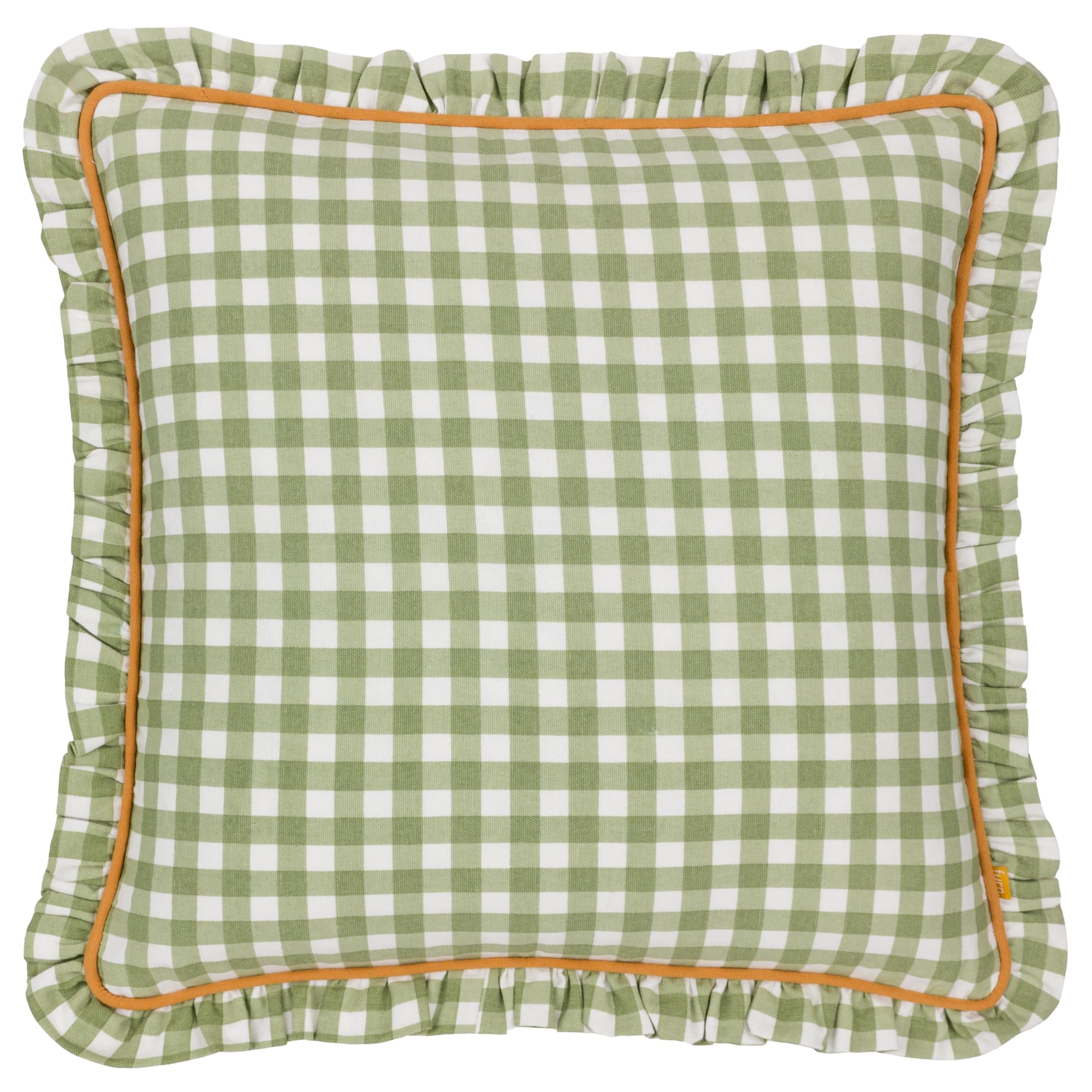 furn. Maude Gingham Cotton Piped Cushion Cover, Sage, 45 x 45 cm (Pack of 1)