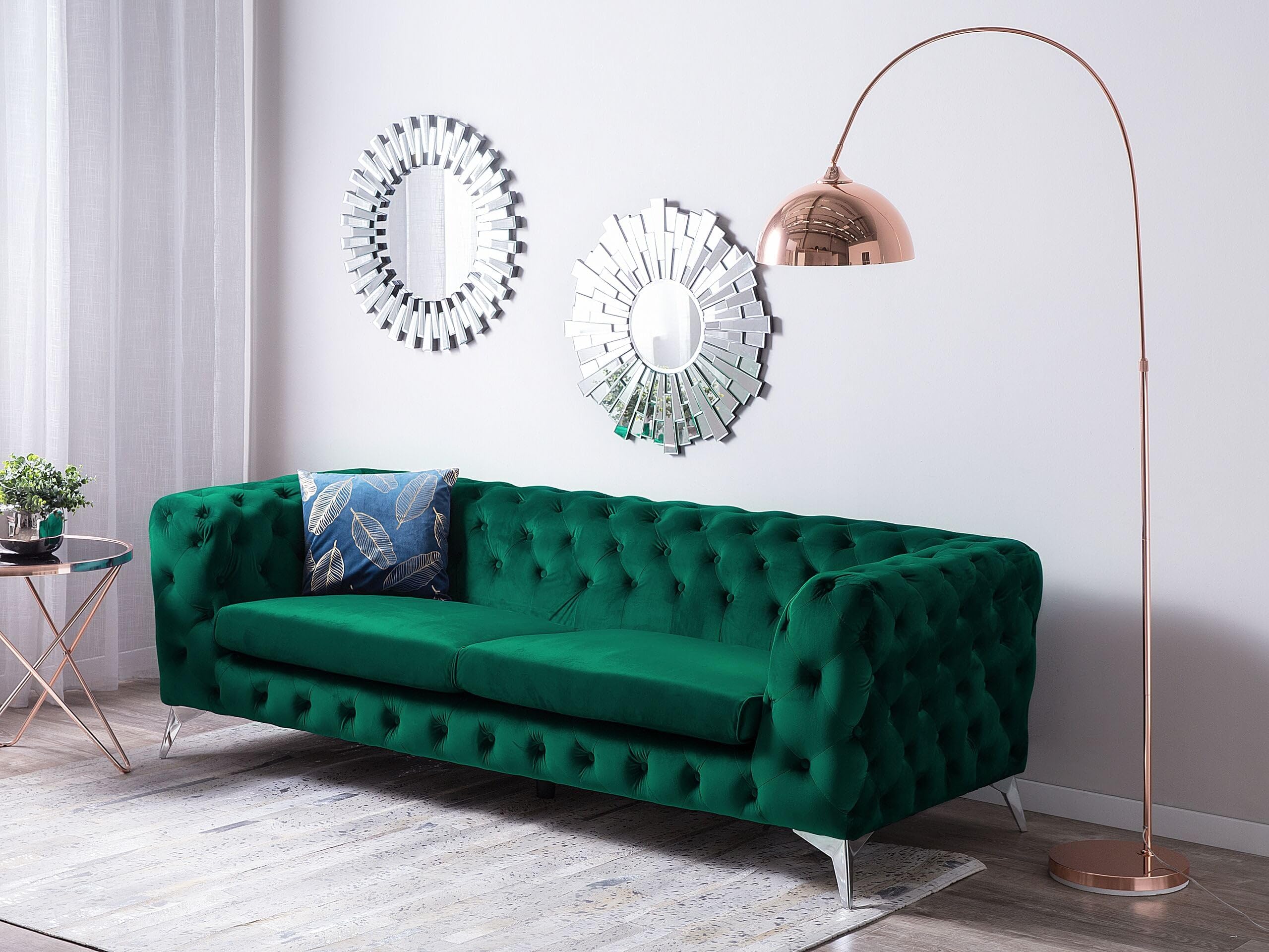 Beliani Klassisches Polstersofa Samtstoff Chesterfield Style grün Sotra