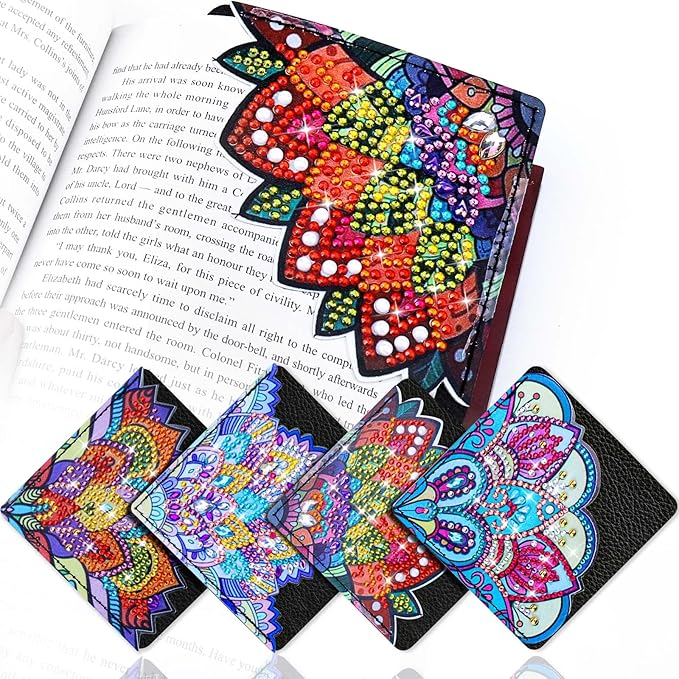 BSRESIN Diamond Art Bookmarks, 4 PCS Cute Diamond Art