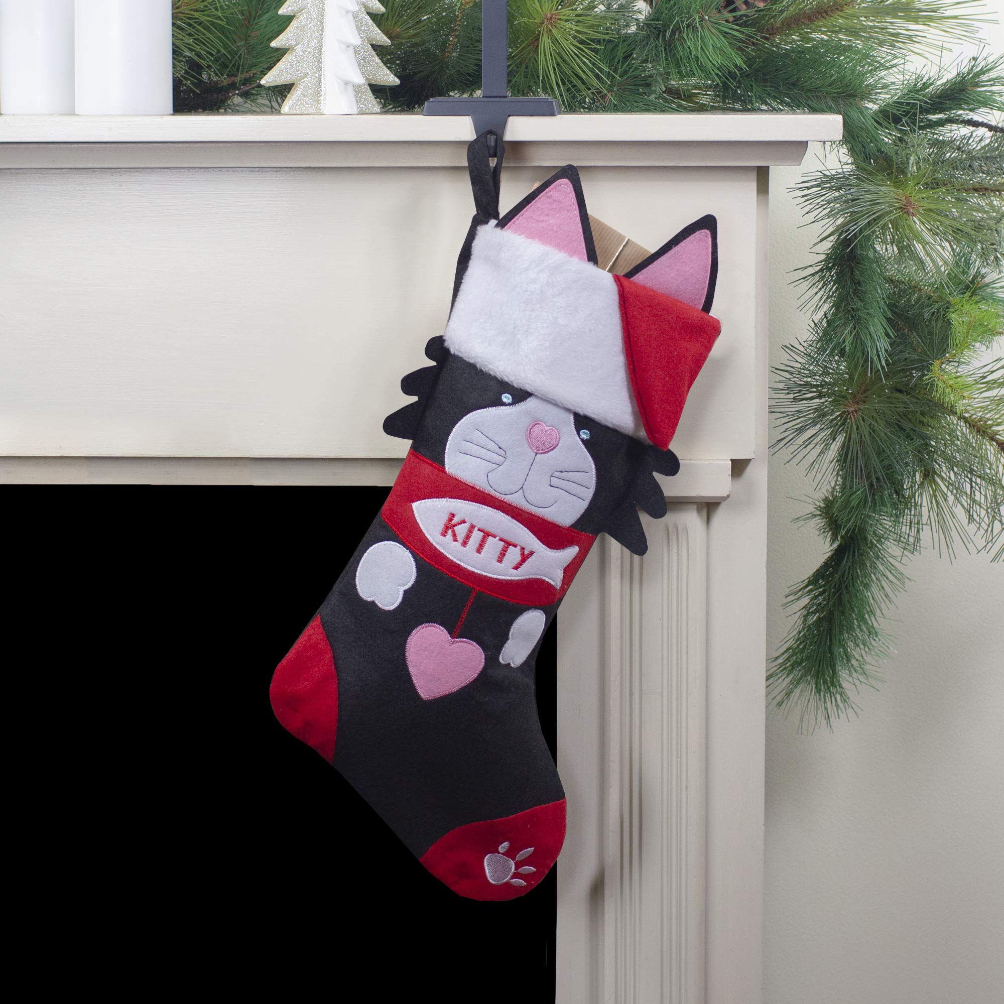 Northlight Embroidered Kitty Cat Christmas Stocking, 19.5