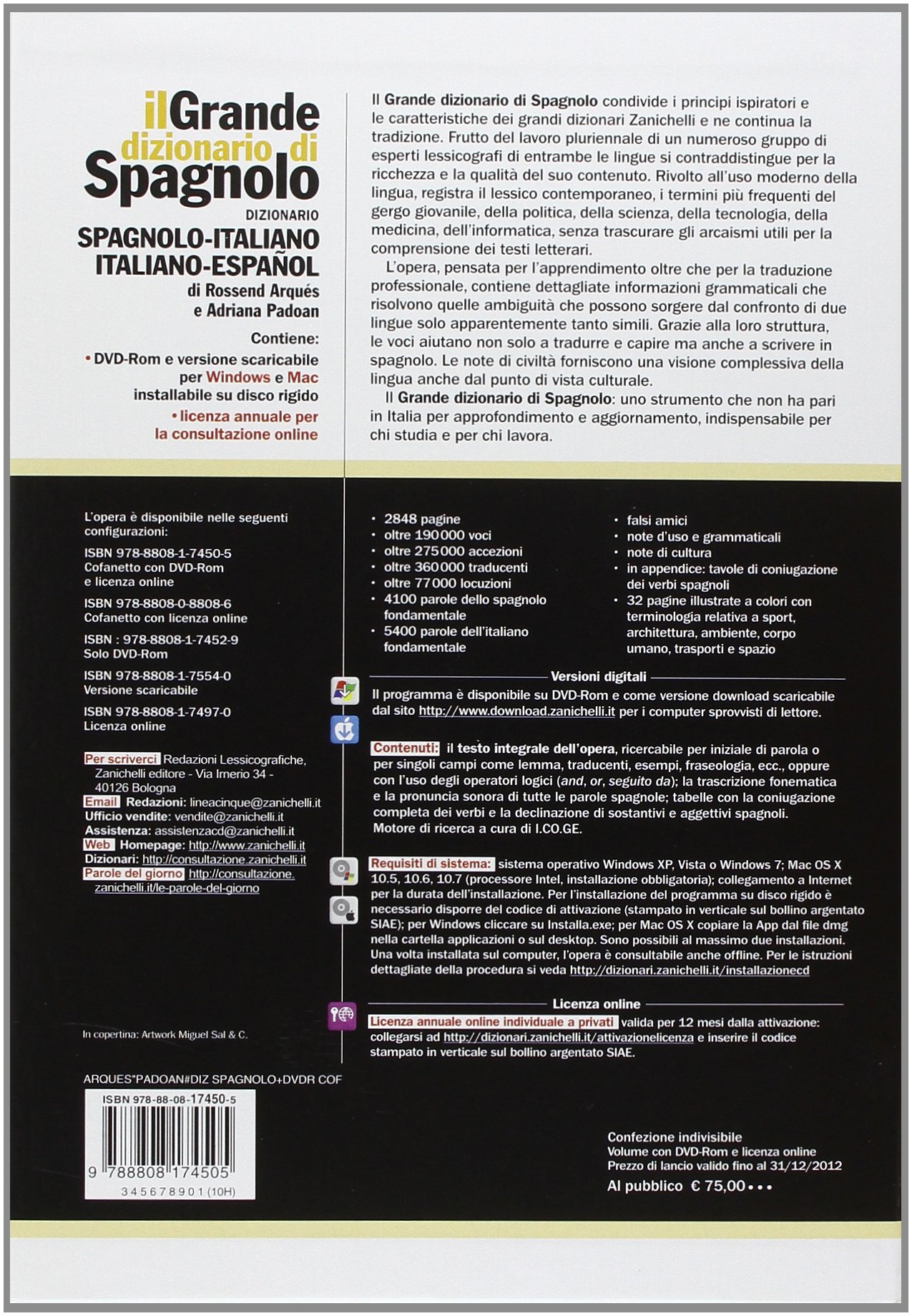Il grande dizionario di spagnolo. Dizionario spagnolo-italiano, italiano-español. Con DVD-ROM. Con aggiornamento online