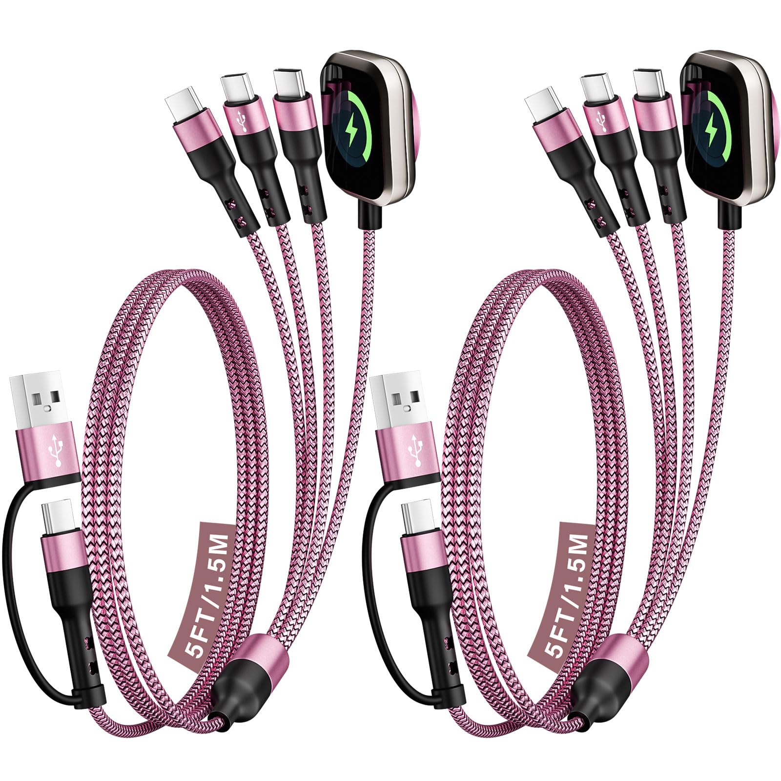 Cavo di ricarica 3 tipo C 4 in 2 per caricabatterie iWatch per telefono, cavo di ricarica multi USB C, accessori da viaggio USB C Splitter Multi cavo di ricarica per iWatch Ultra/SE/11-1, iPhone17 16