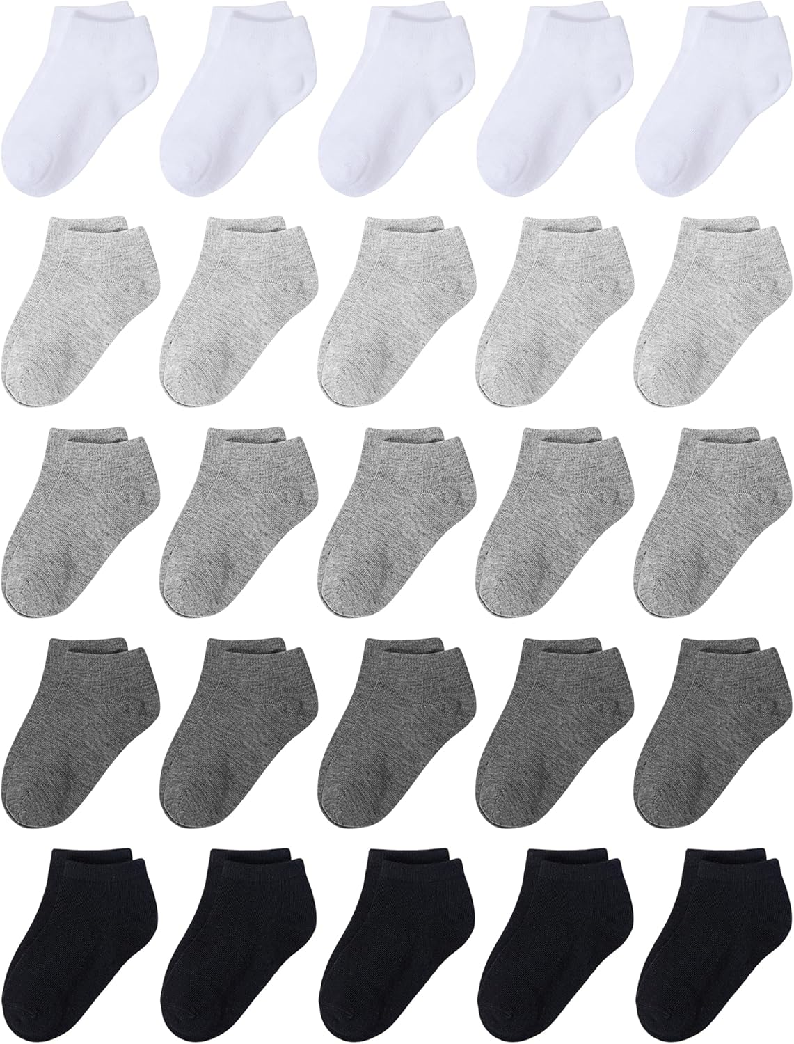 Cooraby 25 Pairs Kids' Socks Low Cut Socks Half Cushion Sport Ankle Athletic Socks for Boys Girls