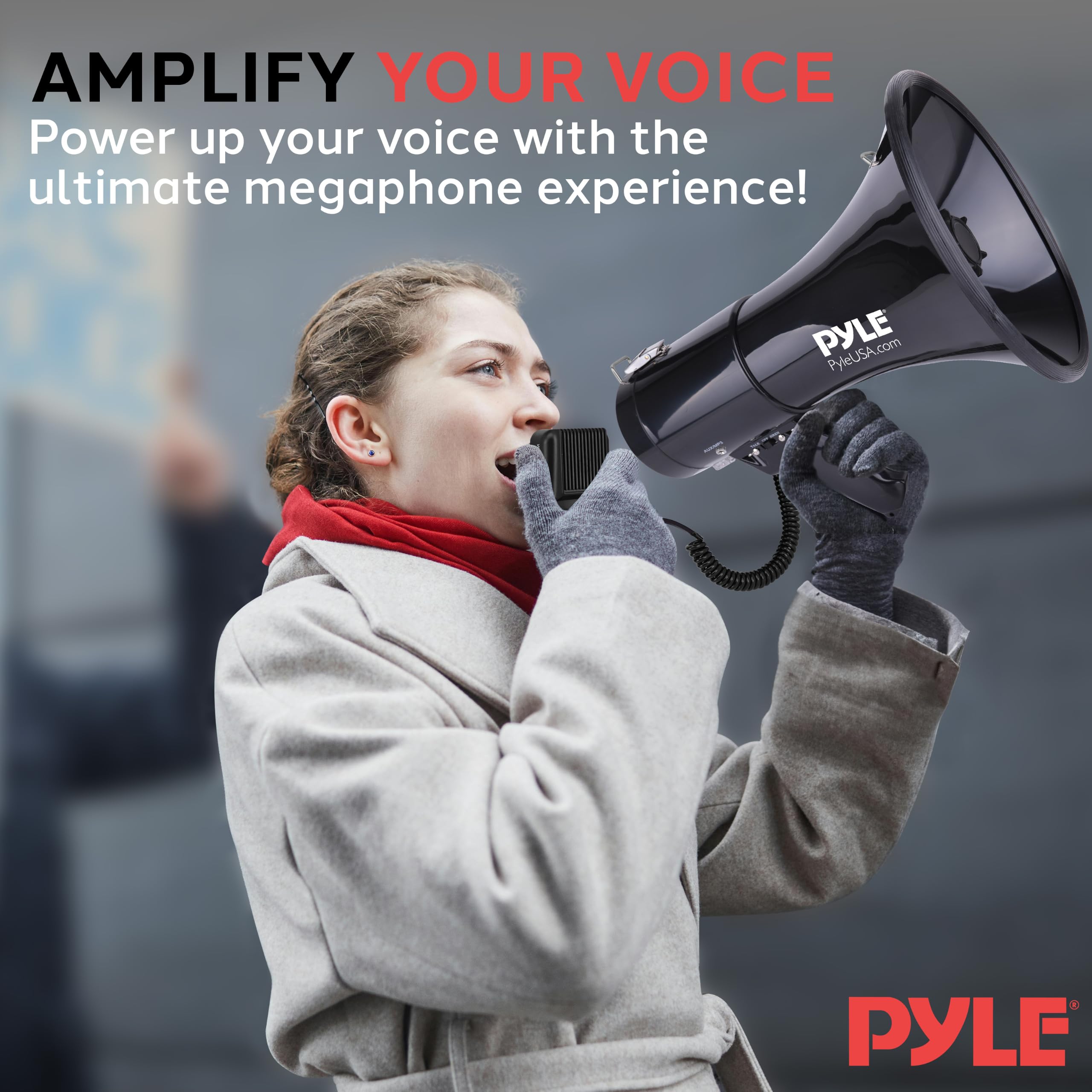 Pyle PMP53IN - Altoparlante megafono PA con Sirena Integrata da 50 Watt e Controllo del Volume Regolabile, Ideale per Calcio, Baseball, Hockey, Tifosi di Cheerleader e Allenatori o per esercitazioni