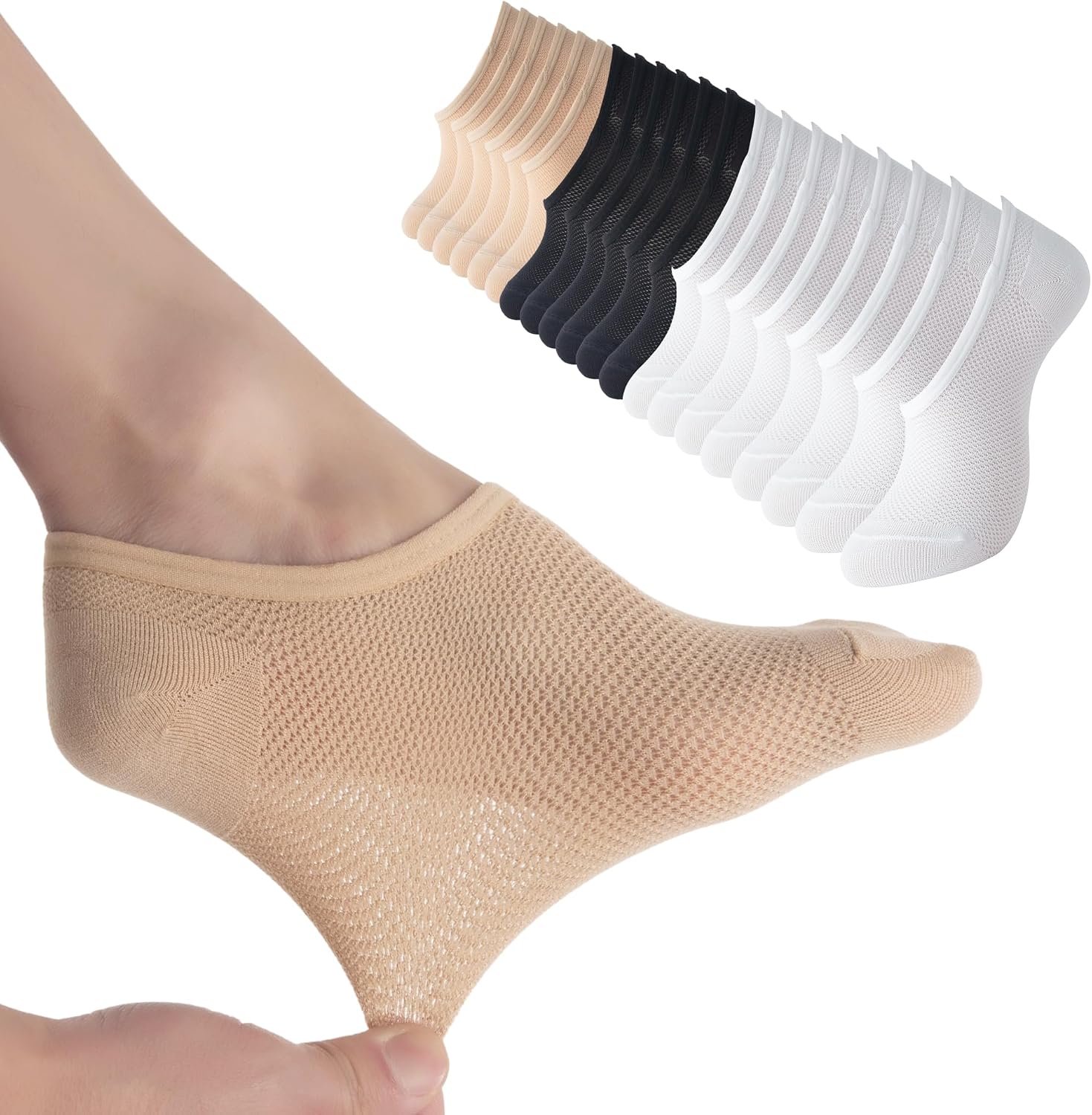 10 Pairs No Show Socks Womens, Athletic Casual Lightweight Thin Sock Low Cut Ankle Sock for Sneakers/Tennis Shoes/Slip On