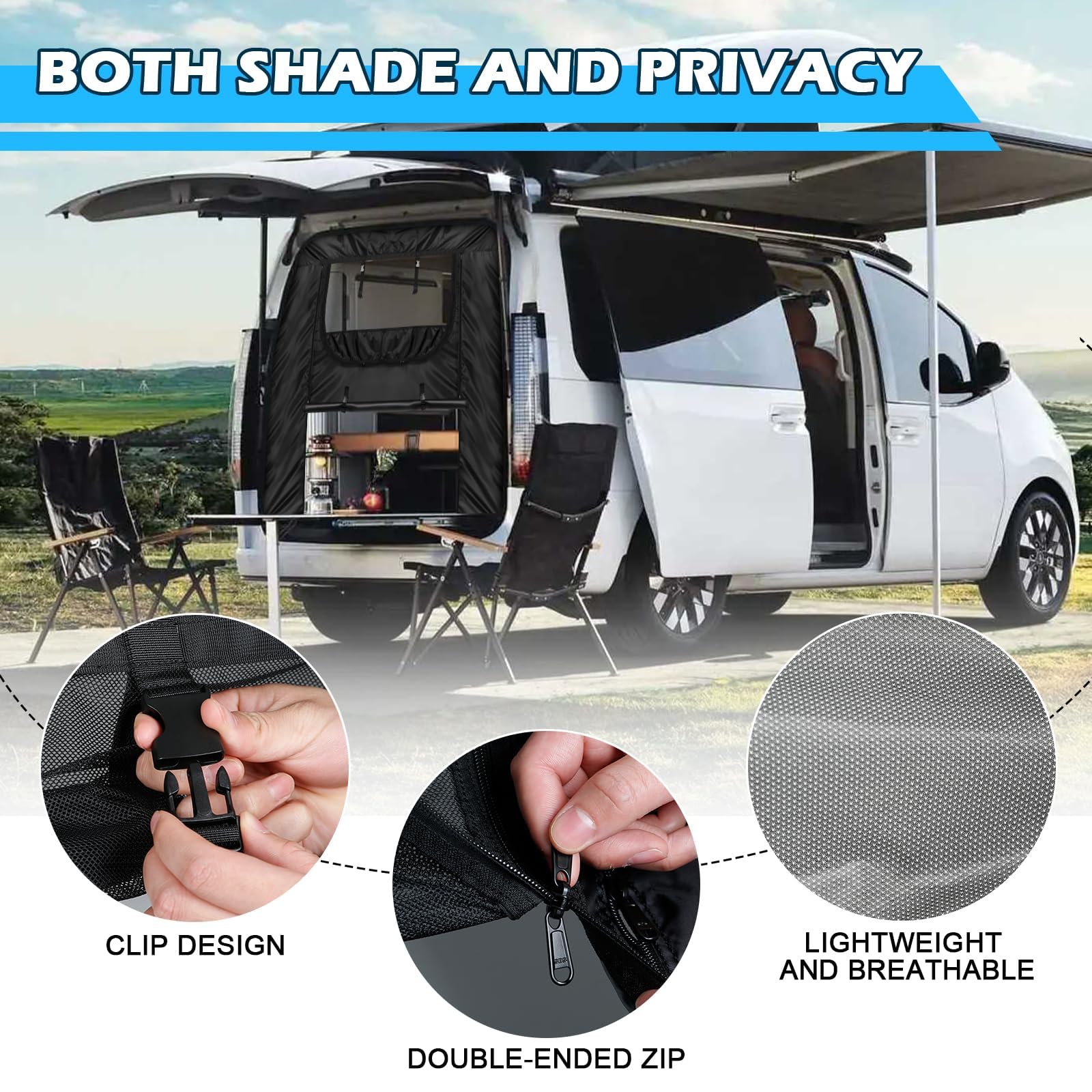 Auto Achterklep Schaduw Voor VW T5 T6 T6.1 California Multivan Transporter T7 Multivan Ademend Mesh Met Drukknopen En Middenritssluiting Vliegenhor Muggennet Buiten Kamperen 1958970187