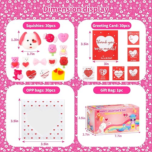 Miniatura 3 de Paquete de 30 juguetes esponjosos Mochi para el día de San Valentín para niños juguetes esponjosos Kawaii de San Valentín juguetes para apretar para