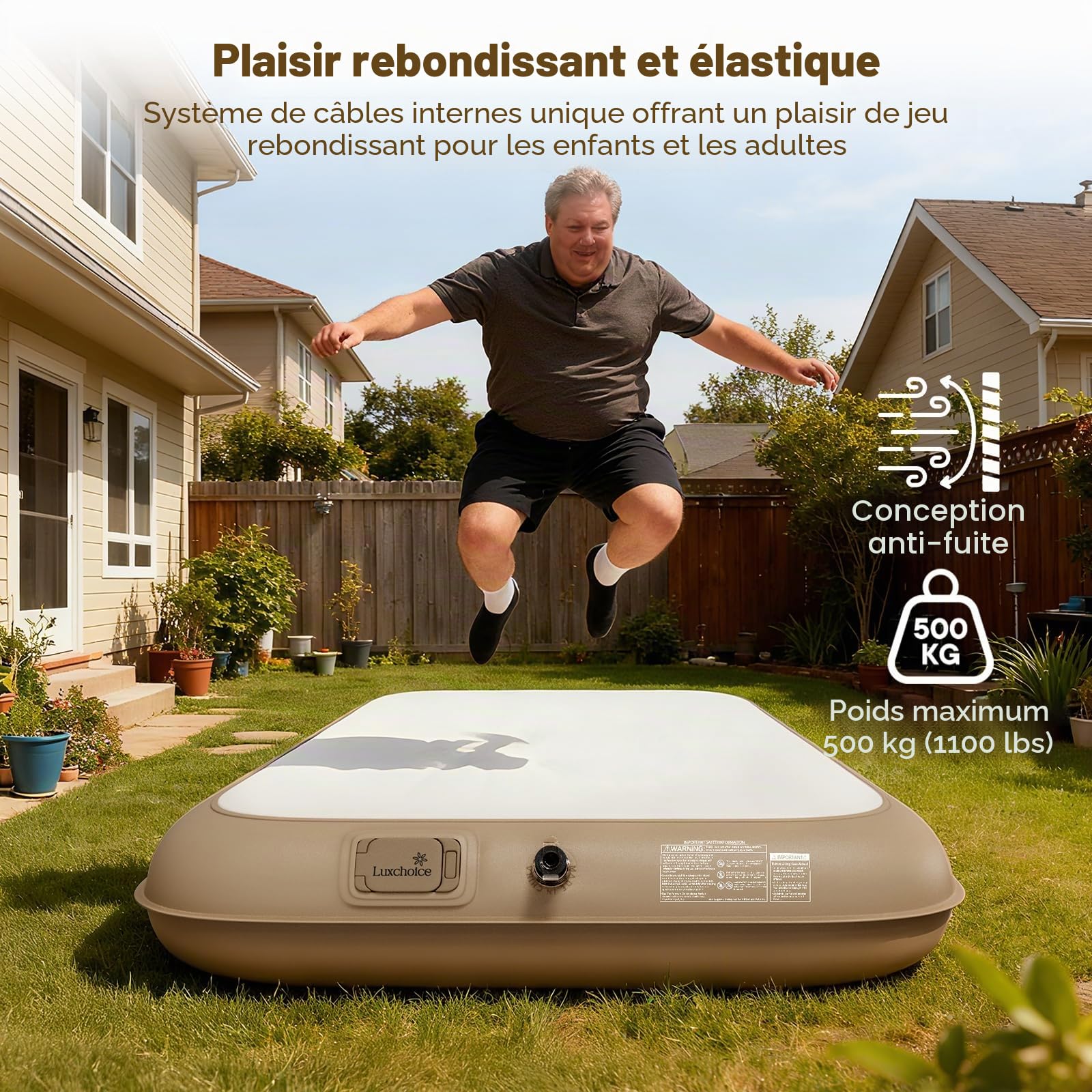 Luxchoice Matelas Gonflable 1 Place Electrique 200×100×20cm Lit Gonflable avec Pompe Électrique Intégrée – Gonflage Rapide 2 Min Surface Douce et Confortable pour Camping et Invités 500kg Max
