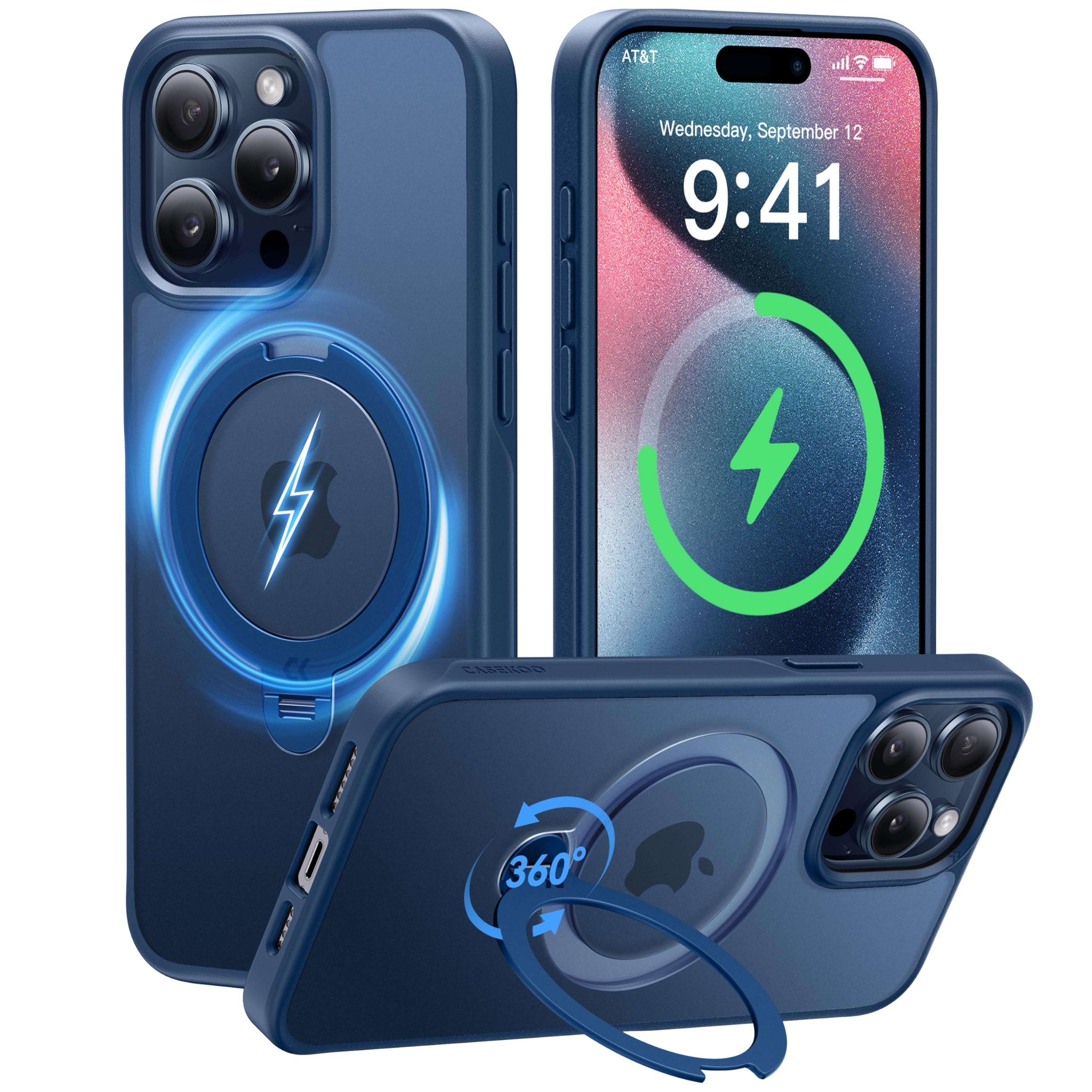 【透明な輝き＆定点360度回転】CASEKOO iPhone 15 Pro Max 用 ケースクリア超強磁力 米軍MIL規格 耐衝撃 高耐久性【横縦両立・角度調整】 Amazon.co.jp: 【2025最高傑作&定点360度回転】CASEKOO iPhone 15 Pro