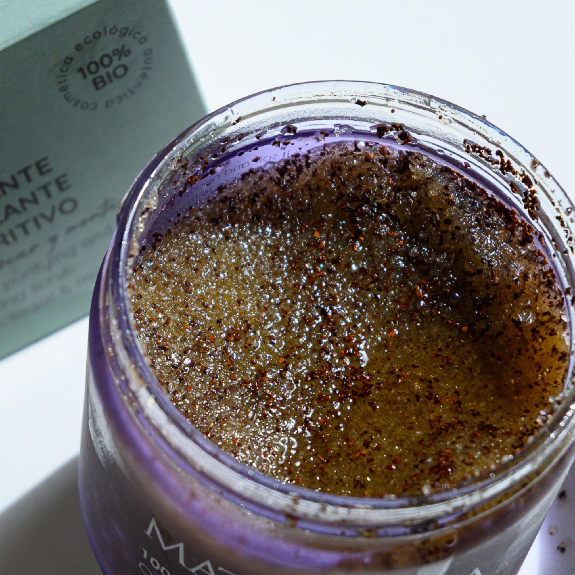 MATARRANIA Exfoliante Purificante y Nutritivo Facial y Corporal 100% BIO, Body Scrub con Azúcar, Café, Menta y Eucalipto, Peeling Suave Renovador que Elimina Células Muertas, Revitaliza y No Reseca
