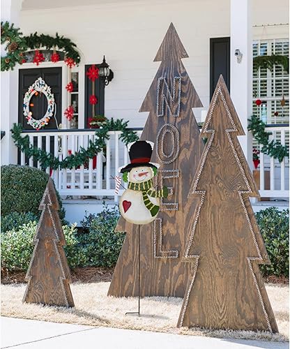 Miniatura 5 de Morning View Letreros de metal con estacas de muñeco de nieve de Navidad para jardín, decoración de patio para exteriores, decoración de patio de