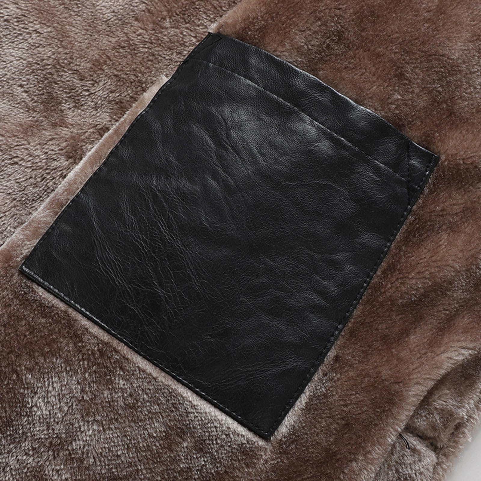 Abrigo de Cuero Vintage para Hombre Chaqueta Larga de Piel Sintética de Invierno con Cuello de Abrigos de Piel Sintética, Cálido para Invierno, Chaqueta Larga con Forro Abrigo con Ccuello de Solapa