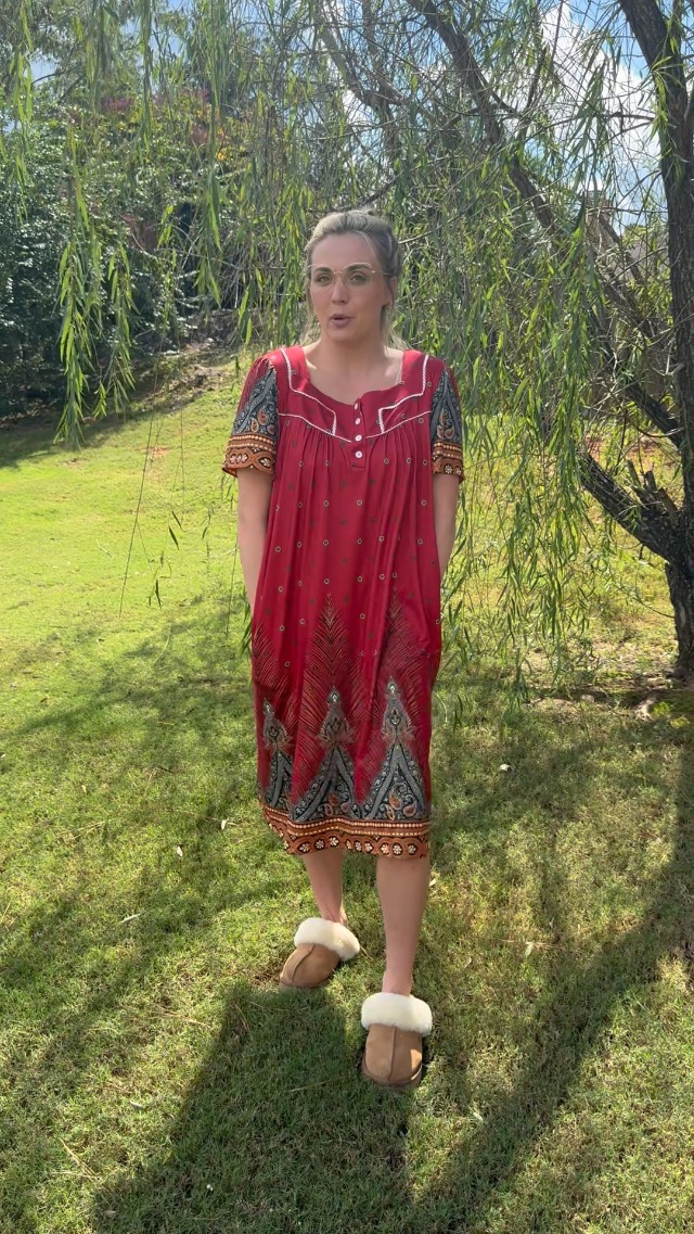 mumu dress old lady Ekouaer Women's House with Pocket Button Mumus Black Boho S Paint Color:Bright White Select your usual size SCV001273_DR_M Noralee - Women's Eiliana