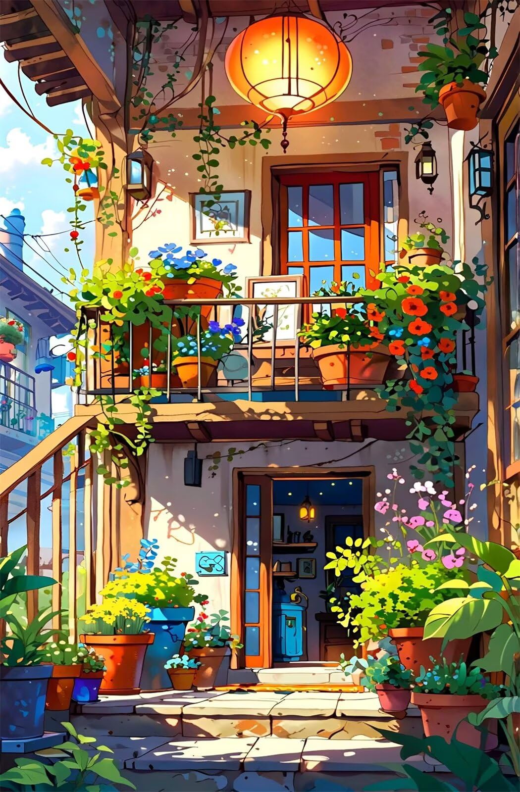 Puzzle 3000 sztuk taras kwiatowy, puzzle niemożliwe, łamigłówki, łamigłówki, gry logiczne dla całej rodziny, puzzle dla dorosłych 3000 sztuk 122 x 81 cm