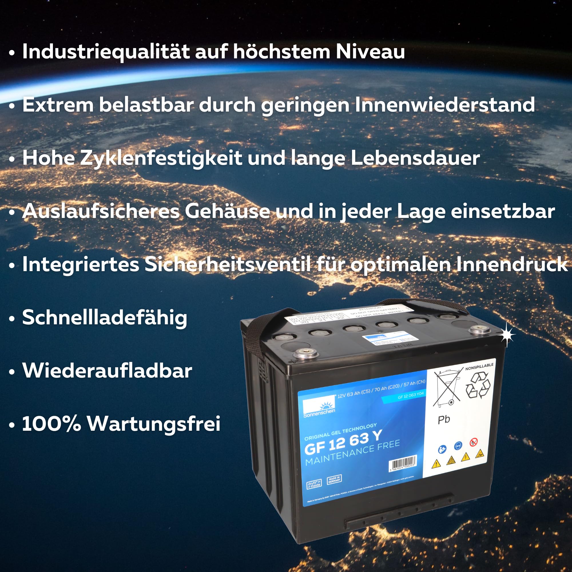 Ersatzakku Ameise Jungheinrich EME 114 Elektro-Hubwagen 12V 63Ah Blei-Gel - Antriebsbatterie - Hubwagen - Langlebig