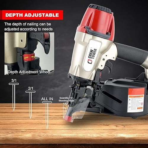 Miniatura 8 de Clavadora de revestimiento de bobinaencuadre CN70, pistola de clavos de revestimiento neumática de 1-34 pulgadas a 2-34 pulgadas, clavadora de