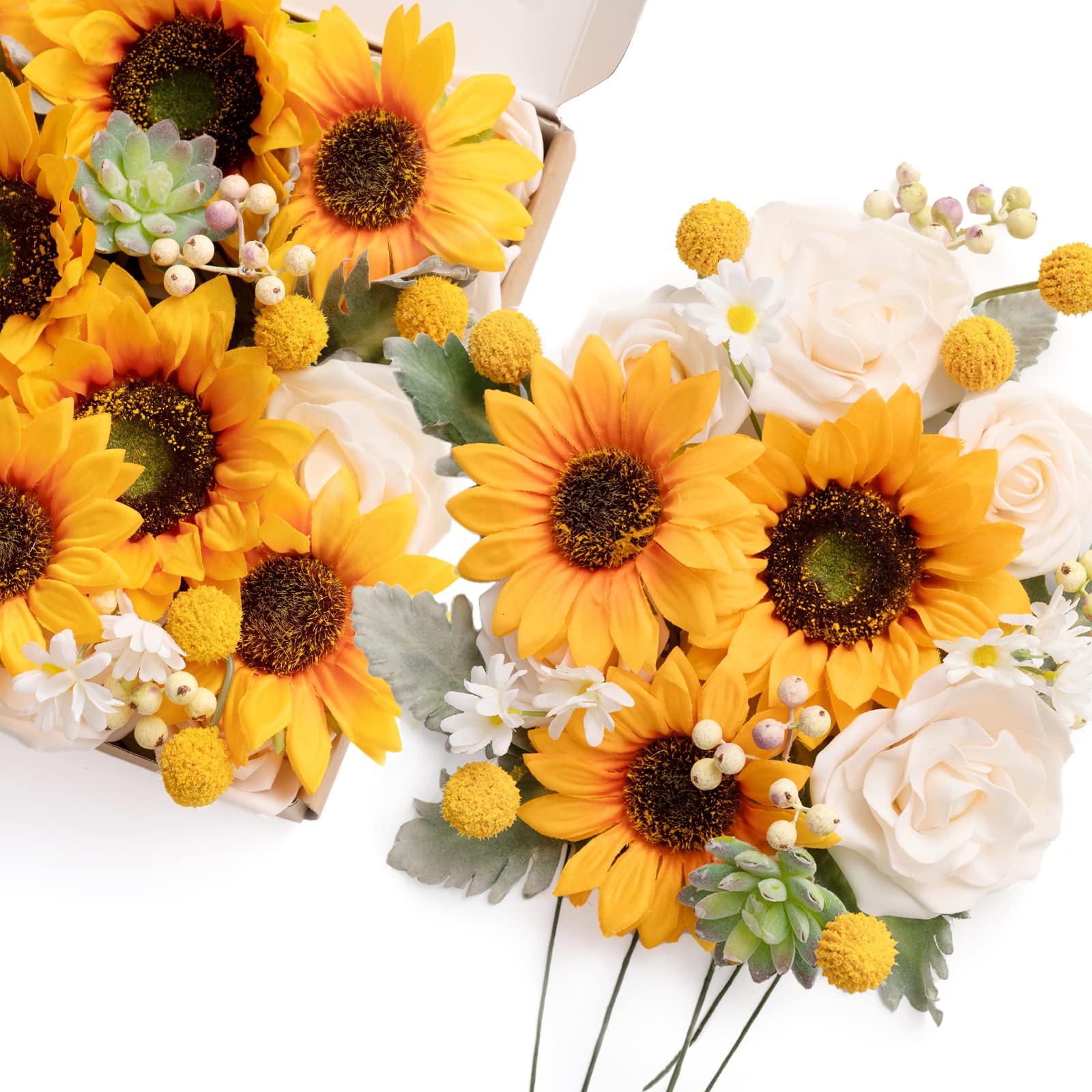Buy Ling's moment Deluxe Vintage Sunflower Theme Wedding Flower Box Set
