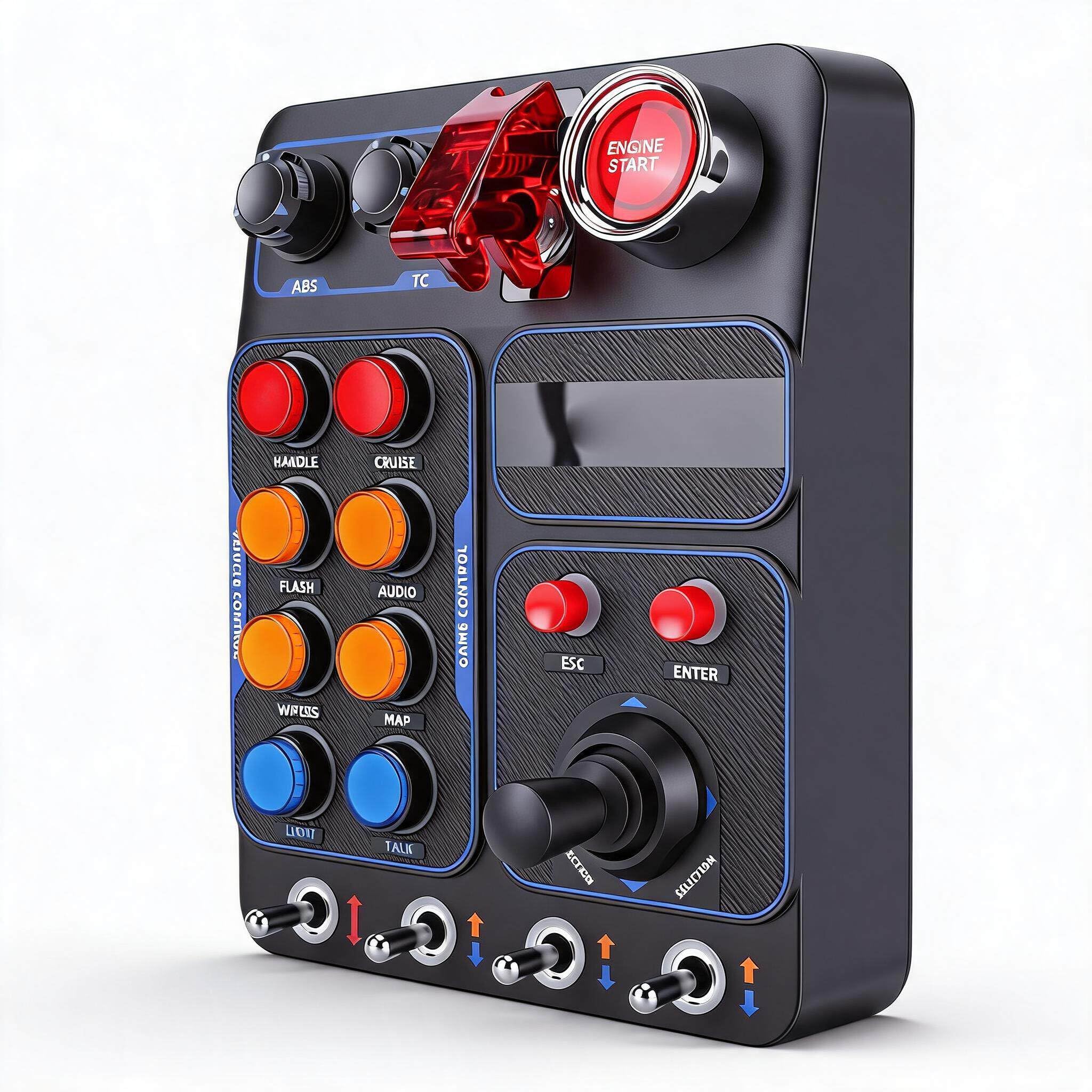 Dpofirs RGB Racing Buttons Box Simulation Racing Control Box mit 30 Programmierbaren Optionen PC Game Controller für Farming Simulator Dangerous T150 Schwarz 7,24 X 5,67 X 3,09 Zoll