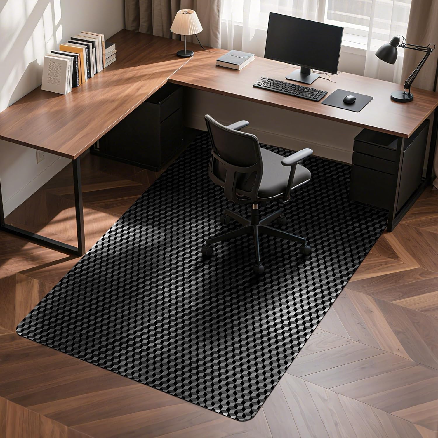 BesWin Office Chair Mat for Hard Floors, 48" x 60" Heavy Duty Large Computer Desk Chair Mats for Hardwood Floor, Anti-Slip Under Chair Floor Protector Mat for Home Office, Gaming - Black 48" x 60" for Hard Floors