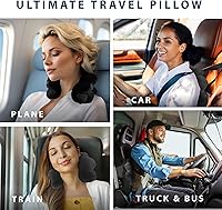 Vista 2 de Total Pillow Almohada de viaje y avión – Almohada de cuello de microcuentas – Almohada cómoda para cuello, cabeza, espalda y soporte lumbar – Cojín