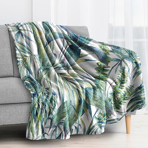 Miniatura 9 de zcwl Manta de forro polar verde y dorado para sofá, cama, sofá, mantas y mantas con patrones naturales, manta de franela de felpa súper suave y