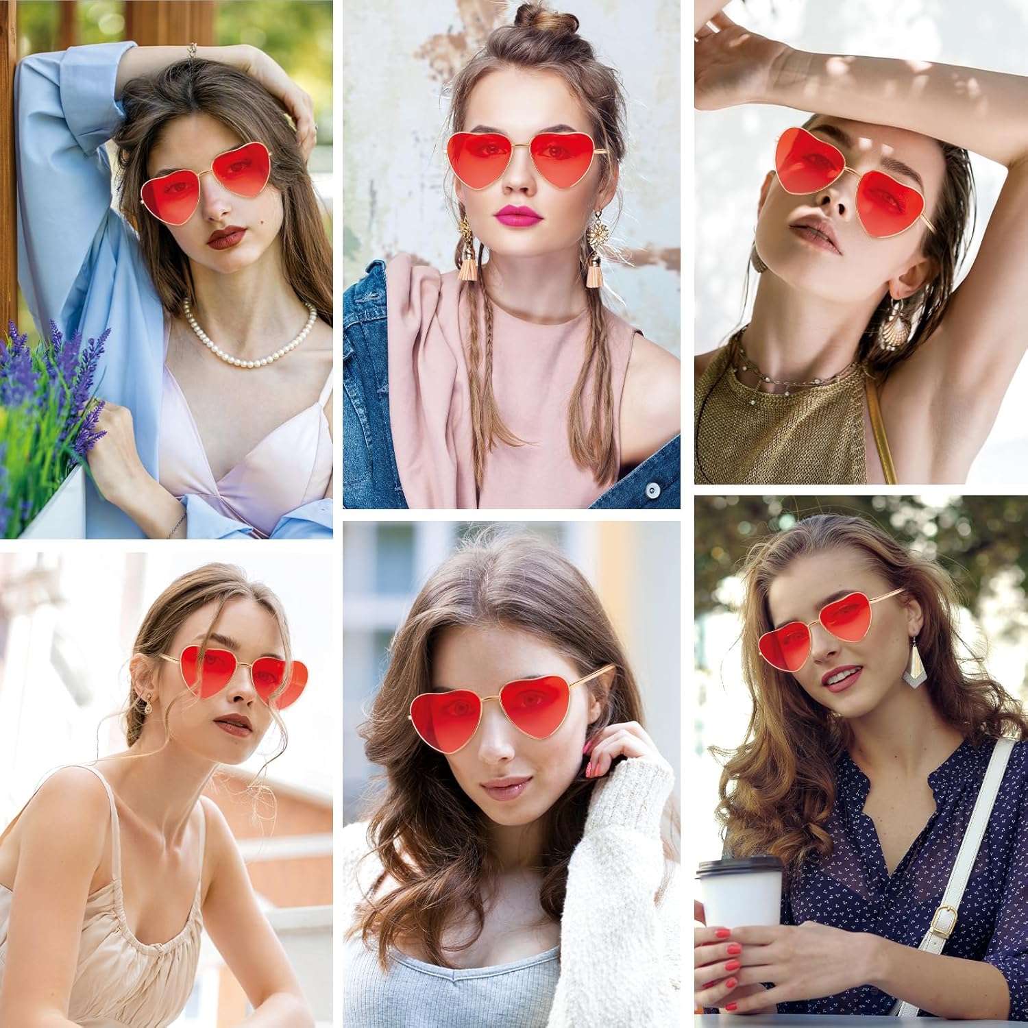 NACHLYNN Heart Sunglasses Metal Frame Cute Lovely Glasses UV385 Protection Lens for Women Men - Image 7