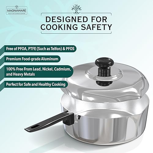 Miniatura 4 de Sartén de Saltear de Aluminio Fundido con Tapa de 12 pulgadas - Sartén Profunda para Freír Apta para Horno con Tapa, Dos Picos Laterales y Mango