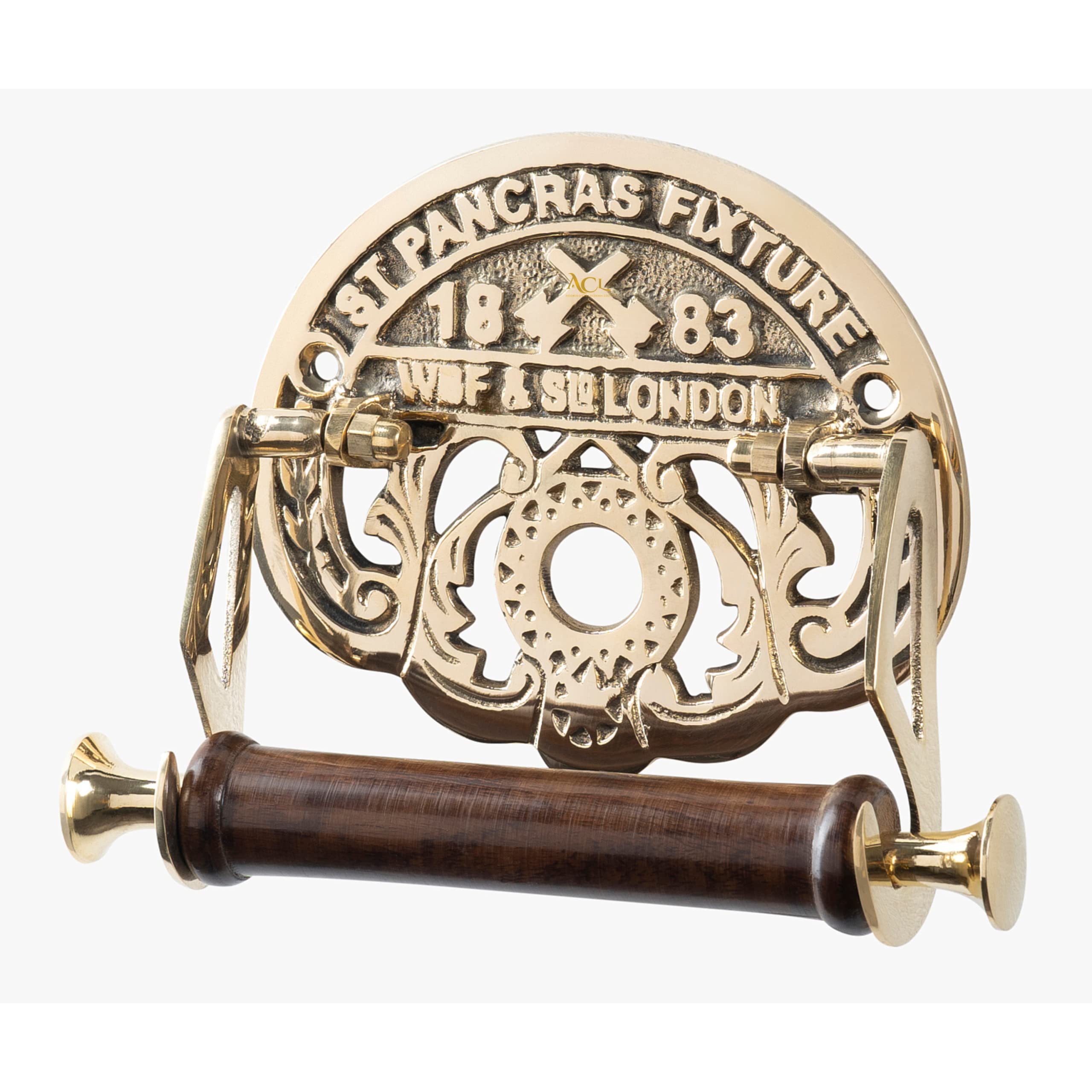 Assorted Collections ACL Toilet Roll Holder Wall Mounted - St. Pancras Fixture Style Toilet Paper Holder for Bathroom – Solid Brass Novelty Toilet Roll Holder with Included Hardware