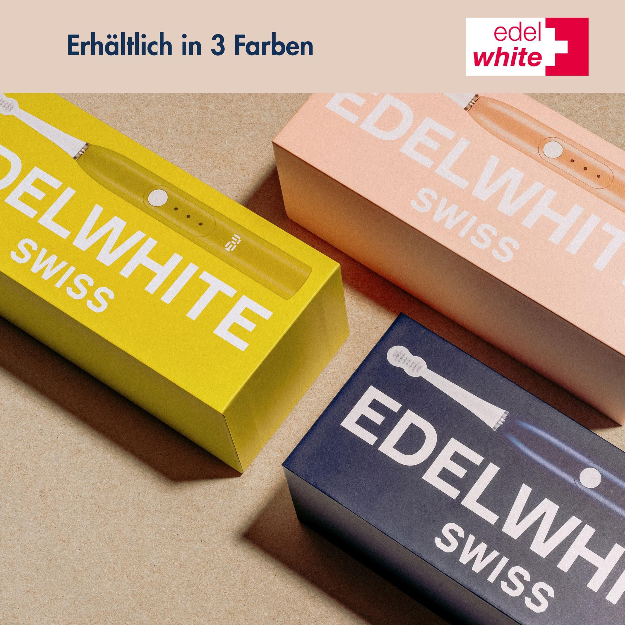 edel + white swiss EW‑SG9 Viva Sonic Toothbrush – Schweizer Hydrodynamische Schallzahnbürste mit 3 Professionellen Bürstenköpfen, USB Direktladung & Massage‑Modus – Kompakt & Leistungsstark (Rosa)