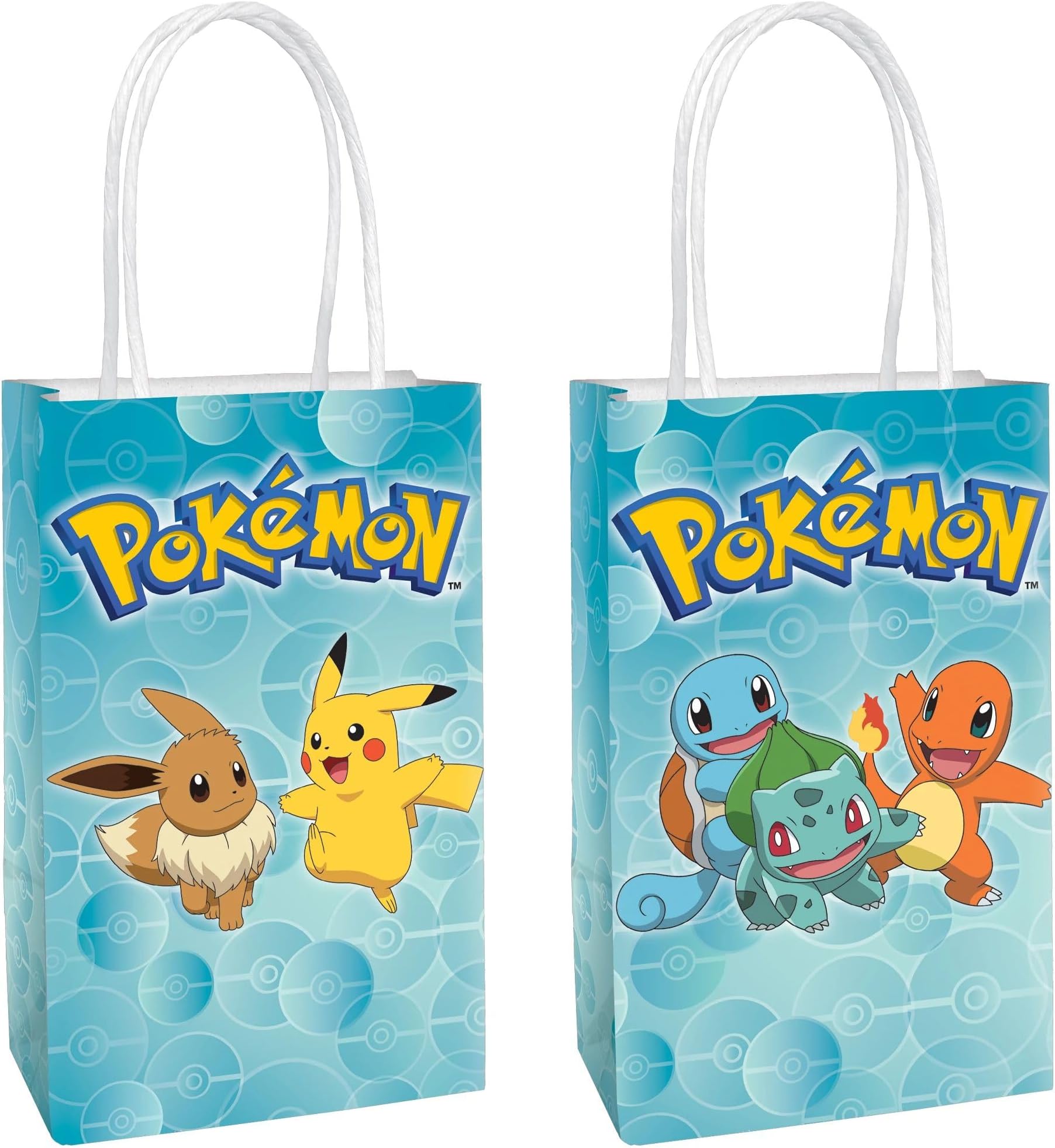 Printed Paper Kraft Bags - 8.25" x 5.25" x 3", 8 Pieces - Perfect for Parties, Gifts & Goodies, Pokemon