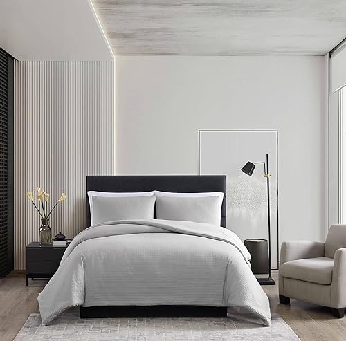 Miniatura 2 de Vera Wang - Juego de edredón King, juego de ropa de cama de lujo con fundas a juego, artículos esenciales elegantes para la habitación (gris