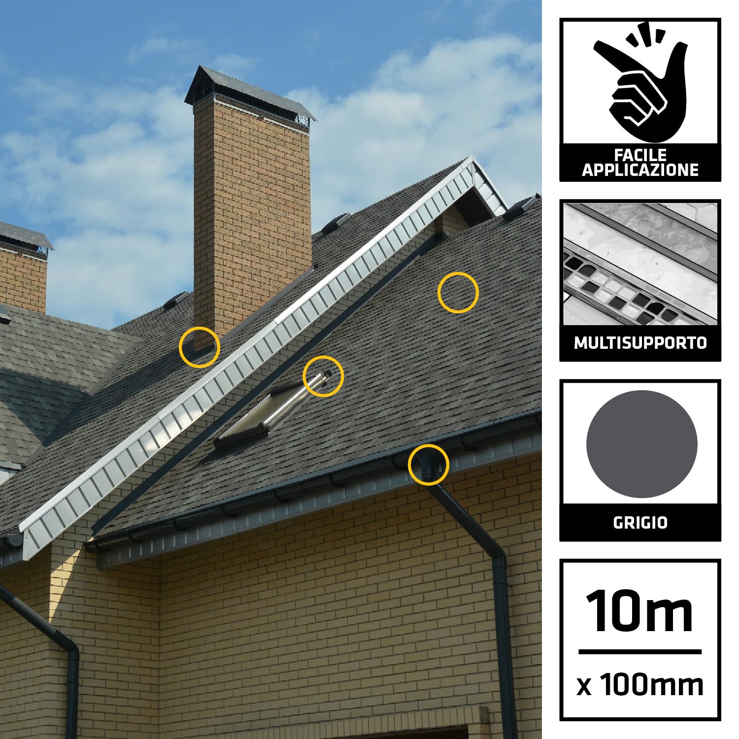 SIKA - Nastro bituminoso Multiseal, Grigio-Nero- Riparazione rapida per tegole, pluviali e camper - Si applica in un attimo e resiste per anni ai raggi UV - 100mm x 10m