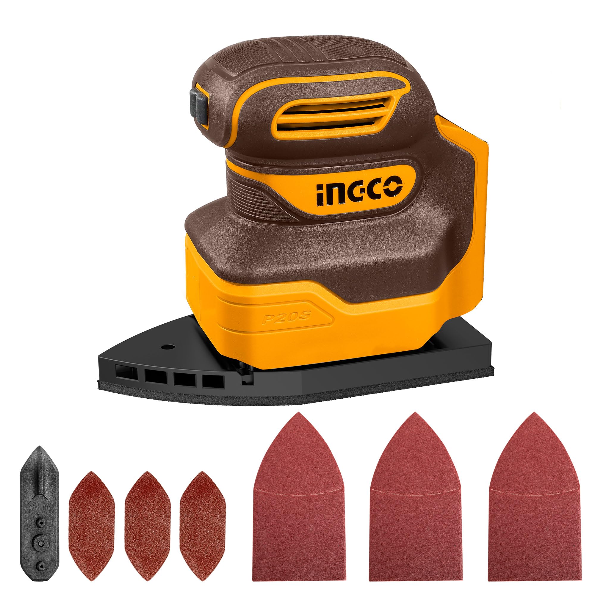 INGCO Ponceuses de Détail Mouse sans Fil (Produit Seul) 20V, Électrique Parfaite 12000 tr/min CPSLI2014