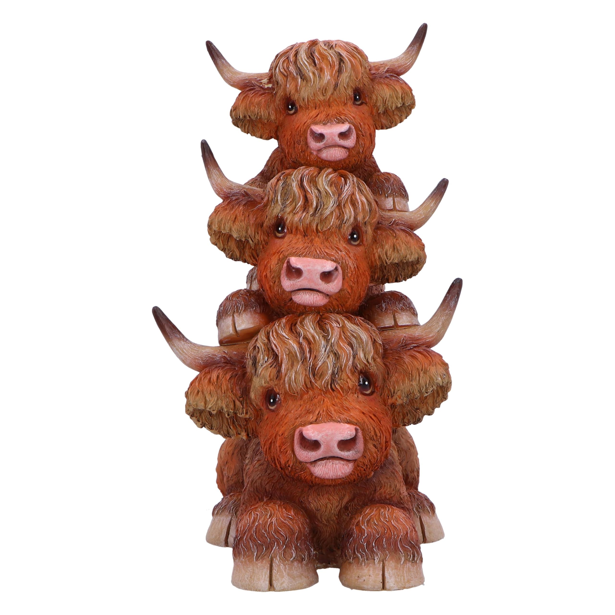 Nemesis Now Brown Highland Totem Highland 3 Cows Figurine, Resin, Cast In The Finest Resin, Expertly Hand-Painted