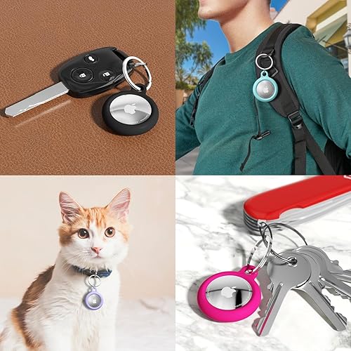 Miniatura 7 de oakxco Llavero de silicona para Airtag, soporte para Airtag con llavero, cubierta de AirTag lindos accesorios para niños, equipaje, collar de perro