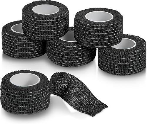 Vendaje cohesivo autoadherente, paquete de 6 rollos, 1 pulgada de ancho x 5 yardas, cinta deportiva deportiva para uso médico, deportes, primeros