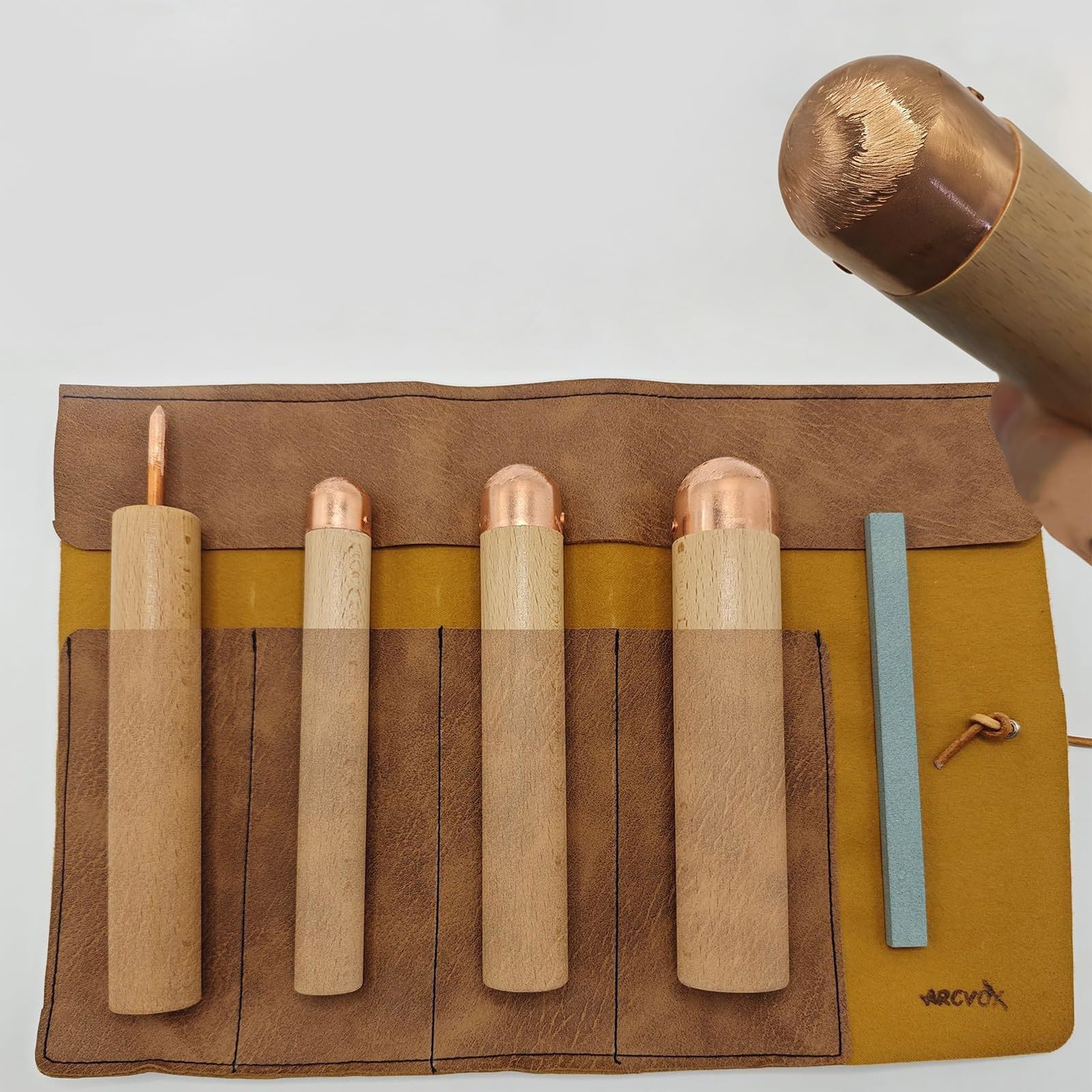 Attrezzatura per scheggiare selci con Manico in Legno e Strumento in Rame, Ideale per Tutti i Livelli abilità nella Lavorazione Strumenti per scheggiare selci in Metallo