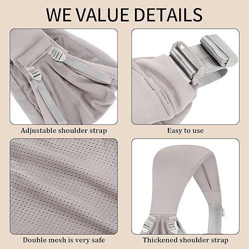 Vista 3 de Portabebés para recién nacidos a niños pequeños, mejorado y ajustable con un solo hombro, ligero, portátil, con tela transpirable y soporte