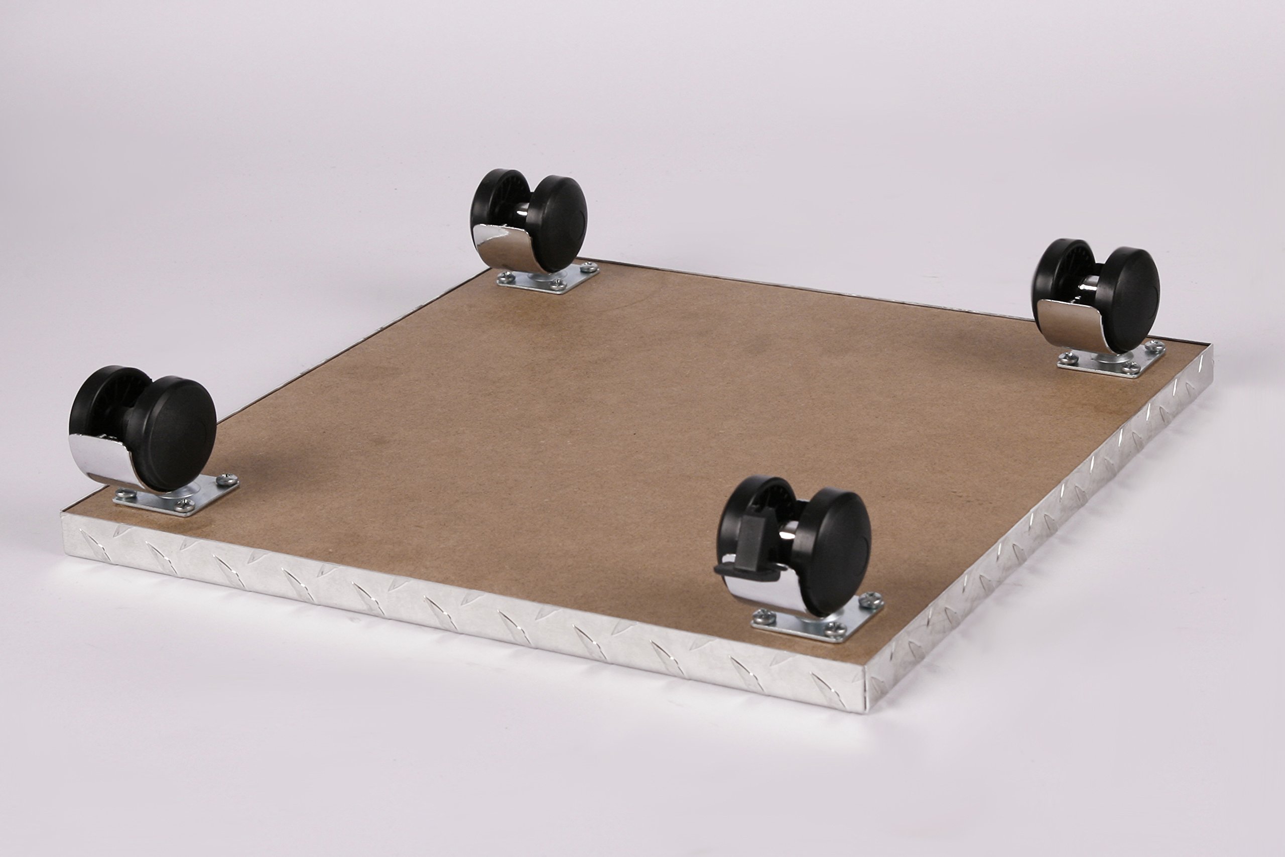 Möbelroller/Pflanzenroller (Profi) 30x30 cm, ALU, 120kg, Chromrollen + Bremse, Marke: Szagato, Made in Germany (Design-Pflanzenroller Transportroller Rollbrett)