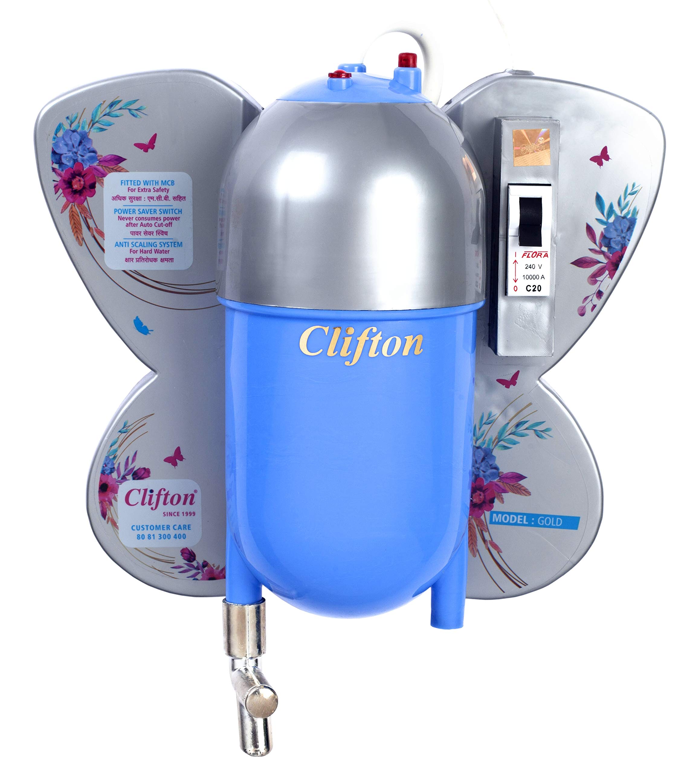 Buy CLIFTON BUTTERFLY GOLD- 3690 Instant Portable Water Heater/Geyser for  Residential and Professional Use - BLUE Online at Low Prices in India -  Amazon.in