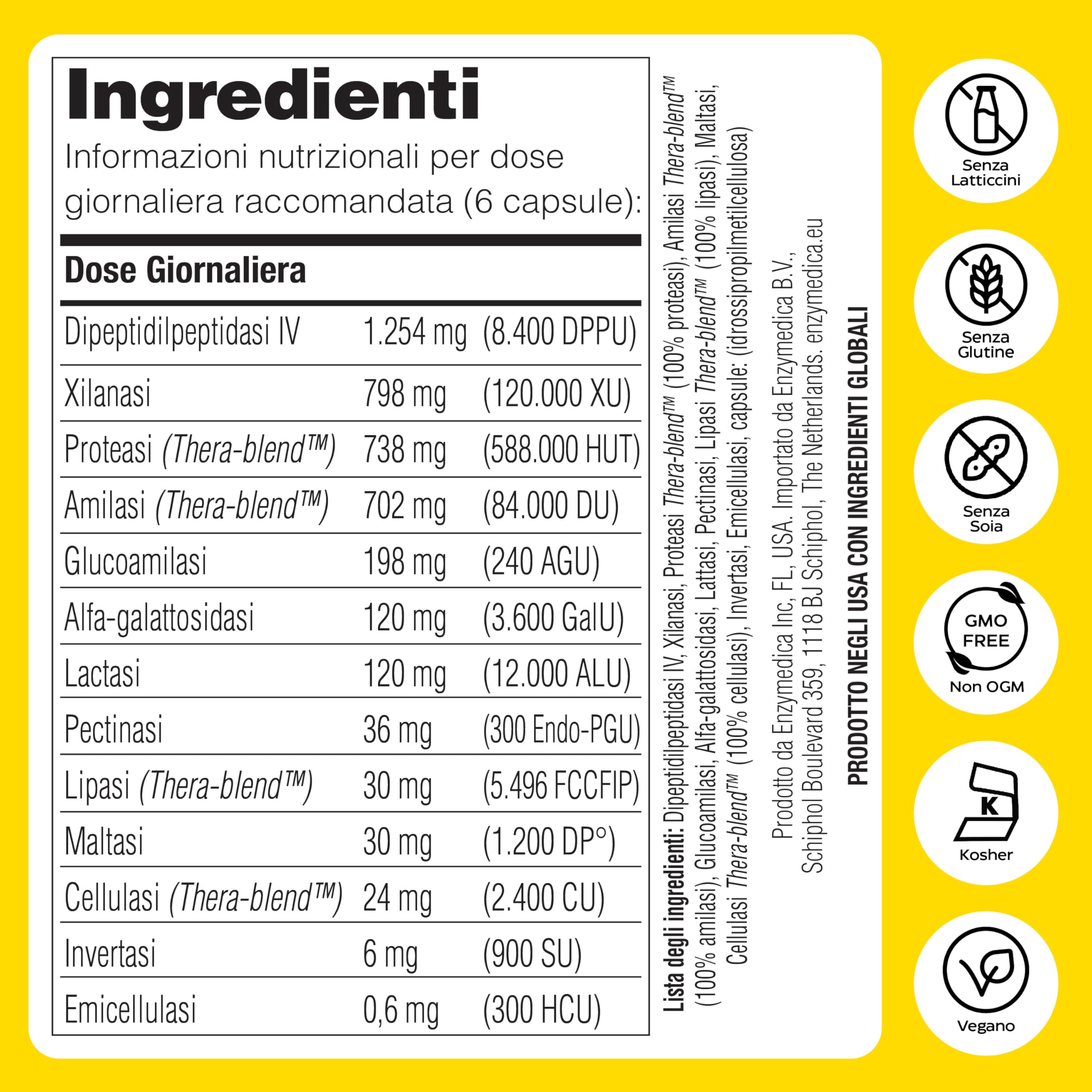 Enzymedica, Digest Spectrum, per un Intestino Sano, Indicato per Intolleranza al Glutine, Lattosio, Caseina e Fenoli, Gluten Free, Senza Lattosio, Vegetariano, 90 Capsulas