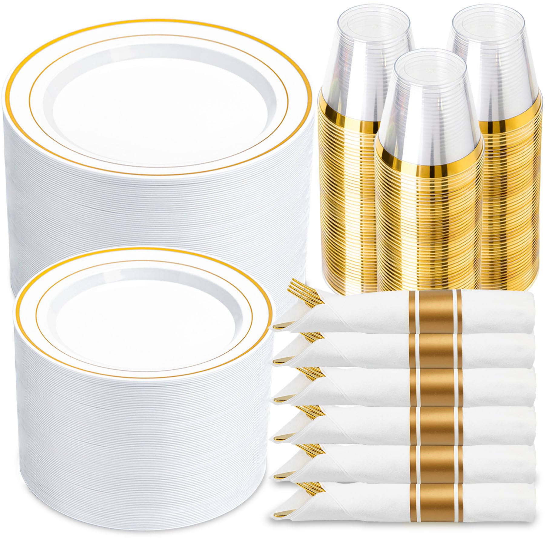 Gold Disposable Plates Set - 350 Piece -1