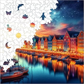 Ahşap Puzzle Yetişkin - Huzurlu Liman Manzarası - 353 Parça, 29 x 29 cm - Yapıştırıcı Folyo Dahil - Benzersiz Şekilli Parçalar & Özel Figürler - S1-12