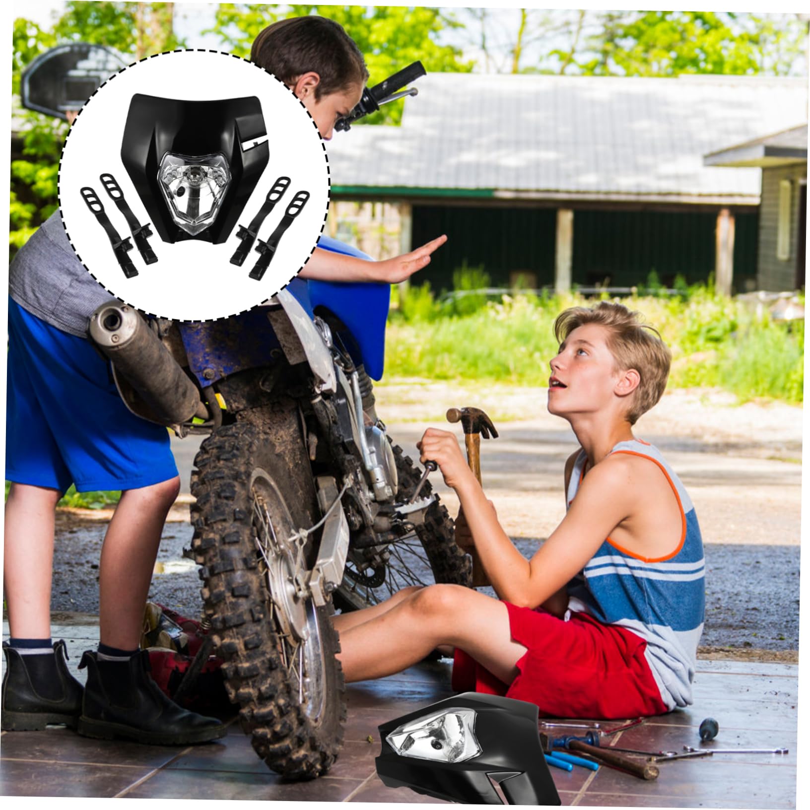 ULTECHNOVO Faro da Motocross LED Luce Anteriore per Moto Realizzata Materiali di Assicura un Funzionamento Stabile Durante la Guida Notturna Condizioni di Maltempo