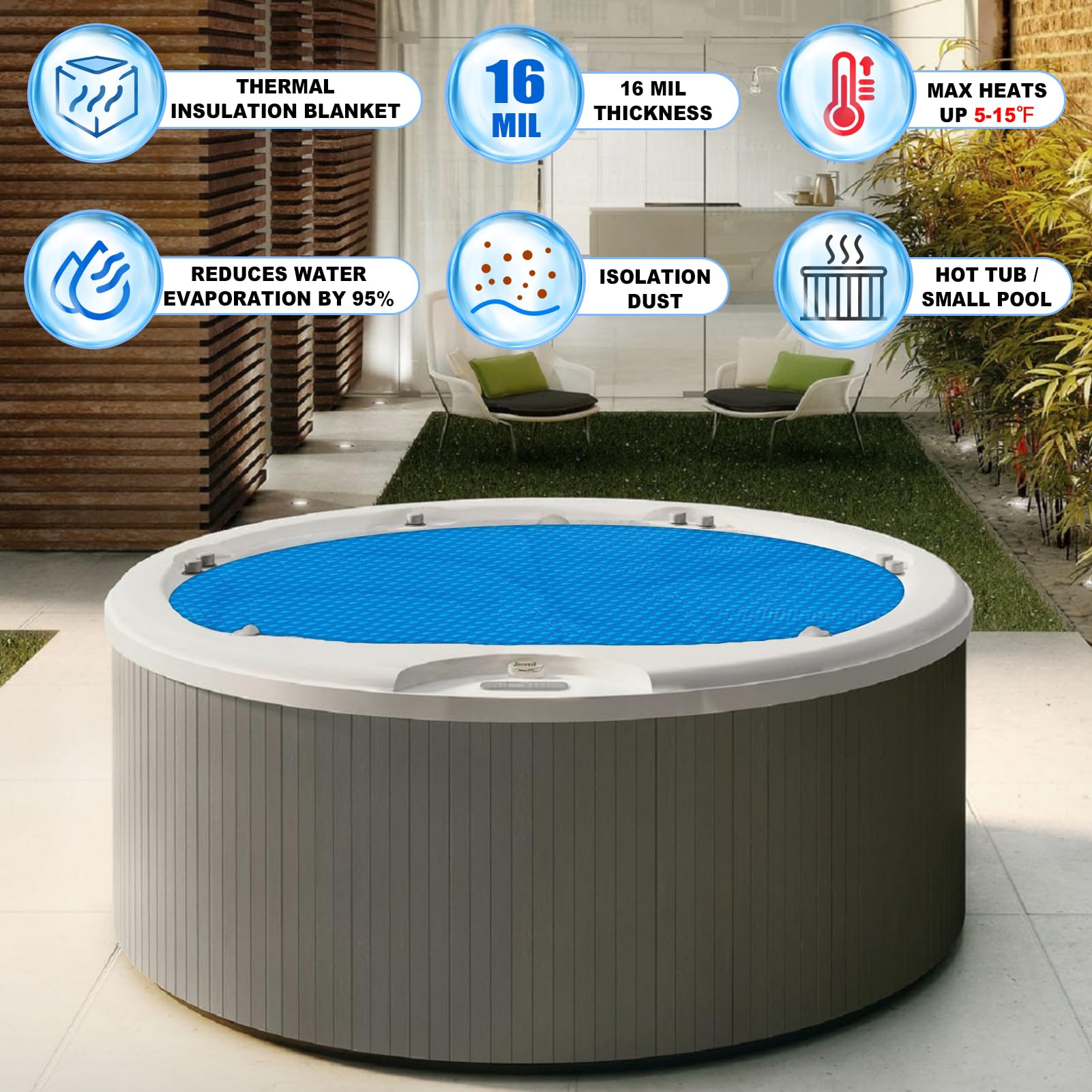 Solar bubble hot tub cover thermal floating blanket for heat retention
