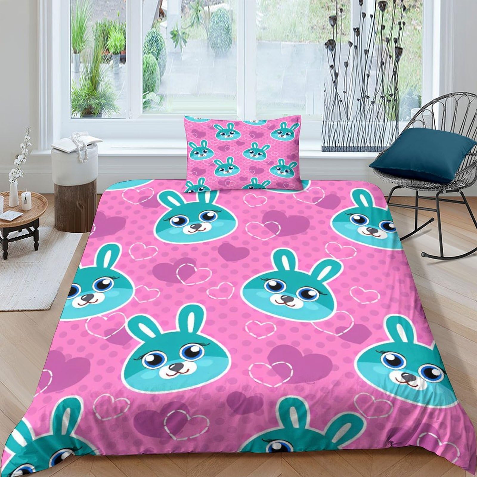 Housse de couette lapin mignon 3D pour transformer une chambre d'enfant ou d'adulte